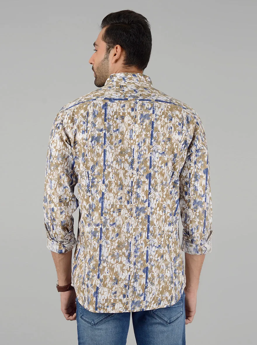 Green Printed Slim Fit Casual Shirt | JadeBlue