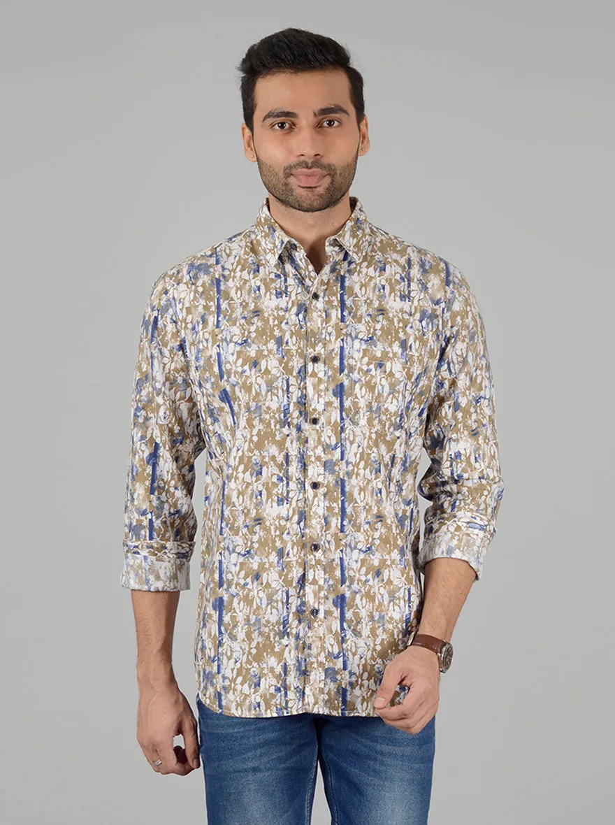 Green Printed Slim Fit Casual Shirt | JadeBlue