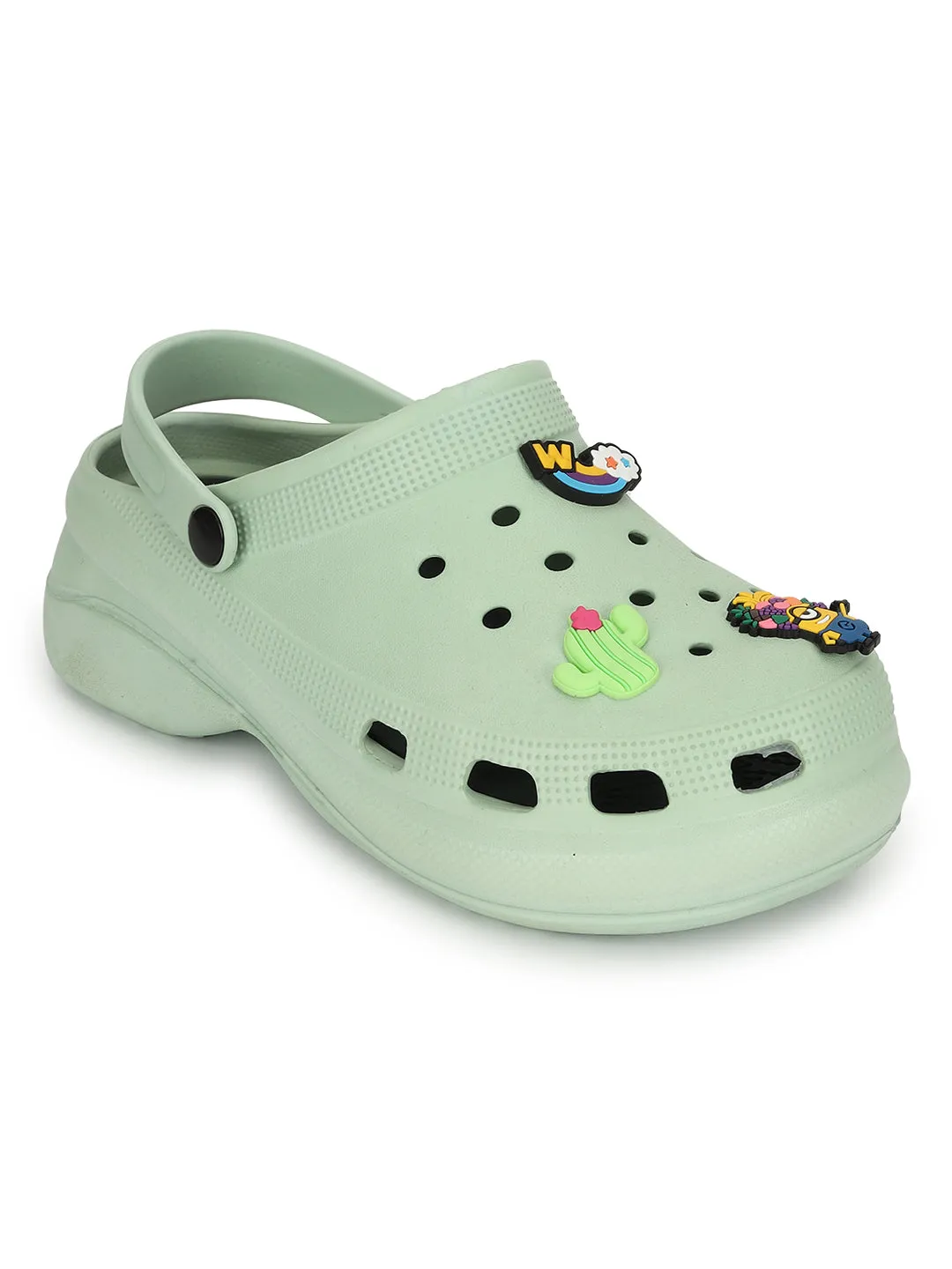 Green Stylish Slip-On Clogs For Women (TC-LCLOG5-GRN)