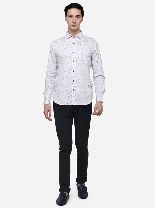 Grey Slim Fit Printed Casual Shirt | Greenfibre