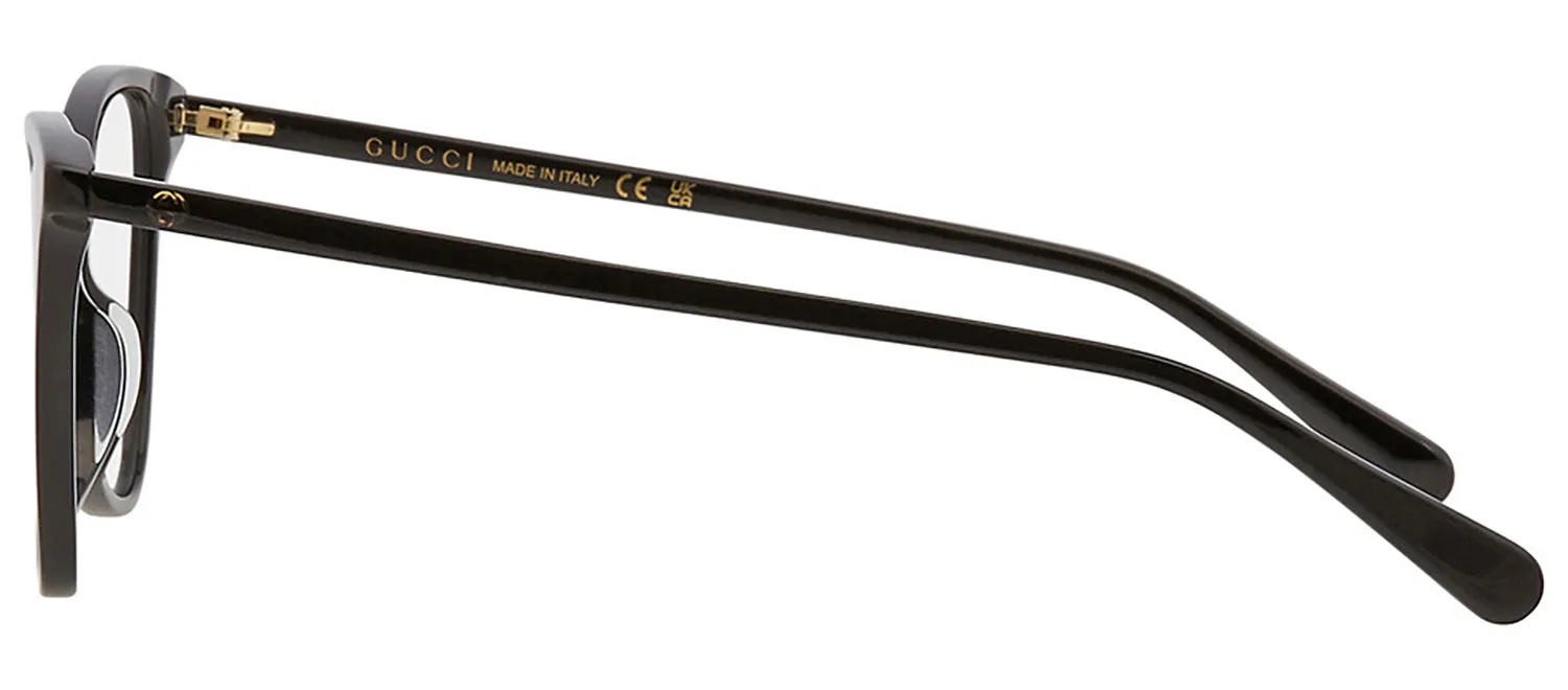 Gucci GUCCI LOGO GG 1360O 001 Cat-Eye Plastic Black Eyeglasses with Logo Stamped Demo Lenses