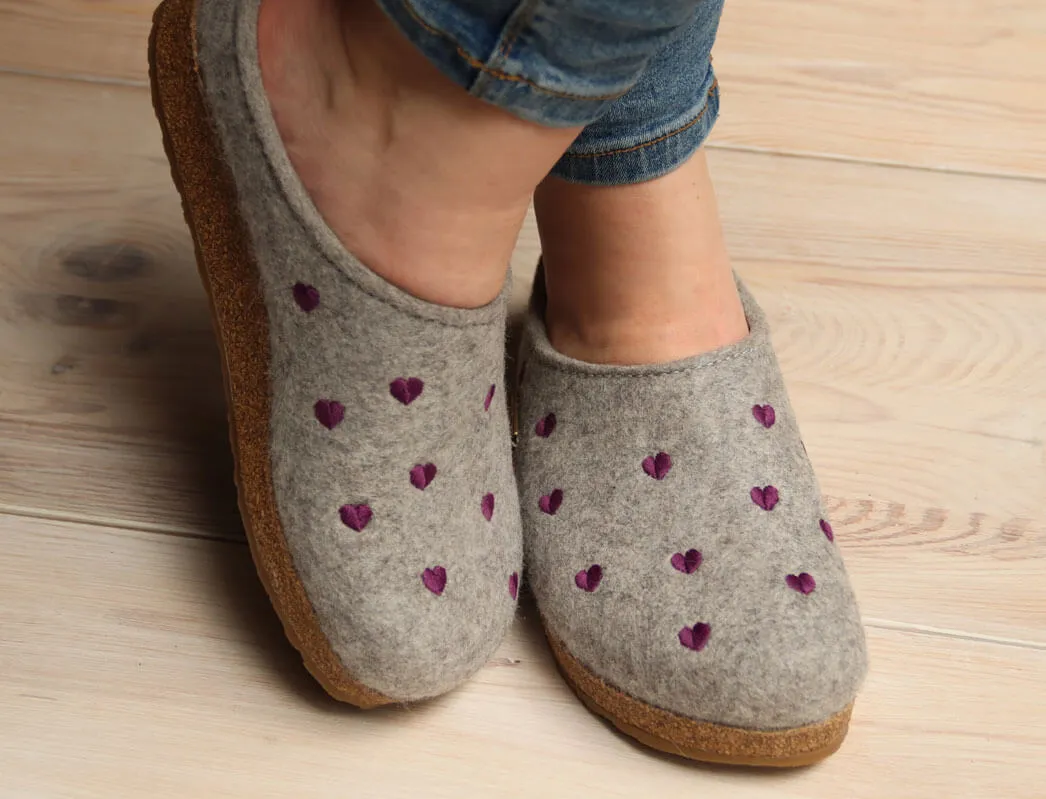 HAFLINGER Clog | Grizzly Cuoricino, Stone Gray