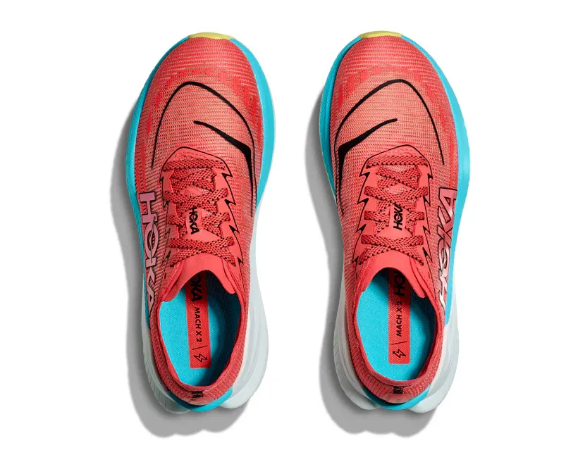 HOKA Women Mach X 2 Wide - Grapefruit / Electric Coral