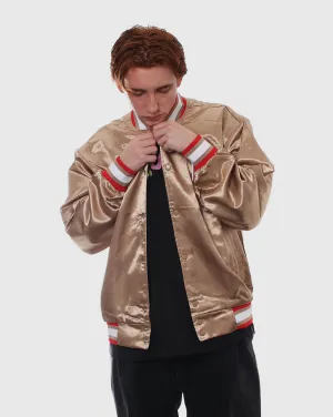Huf Crackerjack Satin Baseball Jacket - Oat - Sale