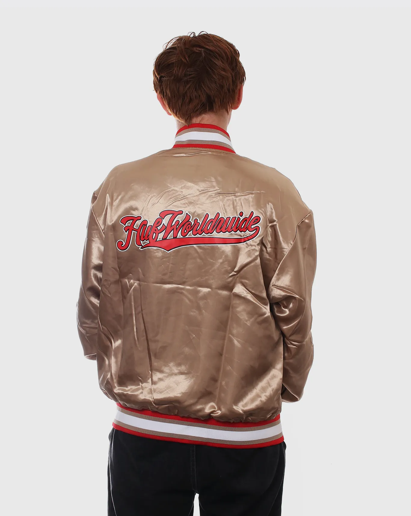 Huf Crackerjack Satin Baseball Jacket - Oat - Sale