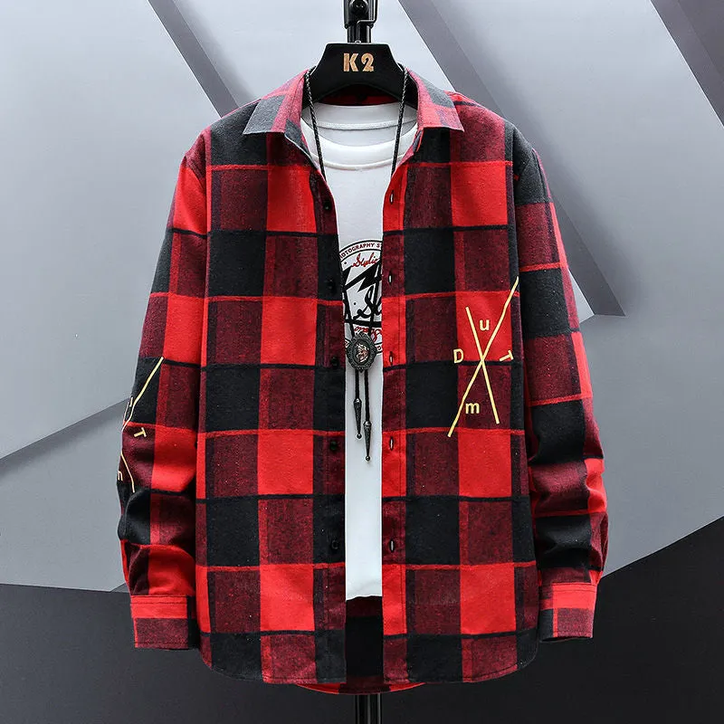 INSTOCK- Men's Casual Loose Plaid Shirt