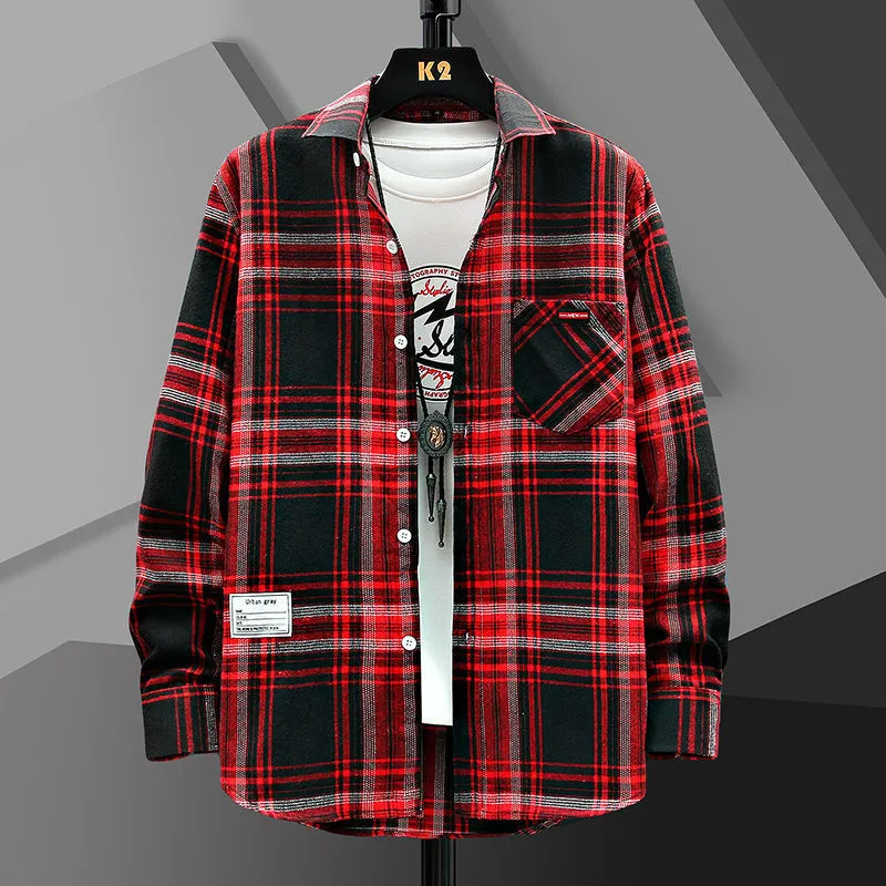 INSTOCK- Men's Casual Loose Plaid Shirt