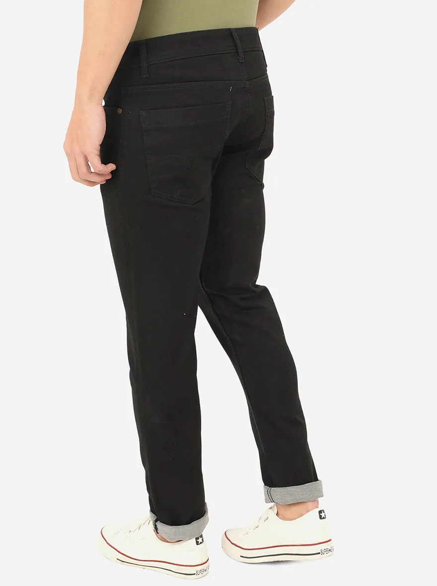 Jet Black Solid Slim Fit Jeans | JadeBlue