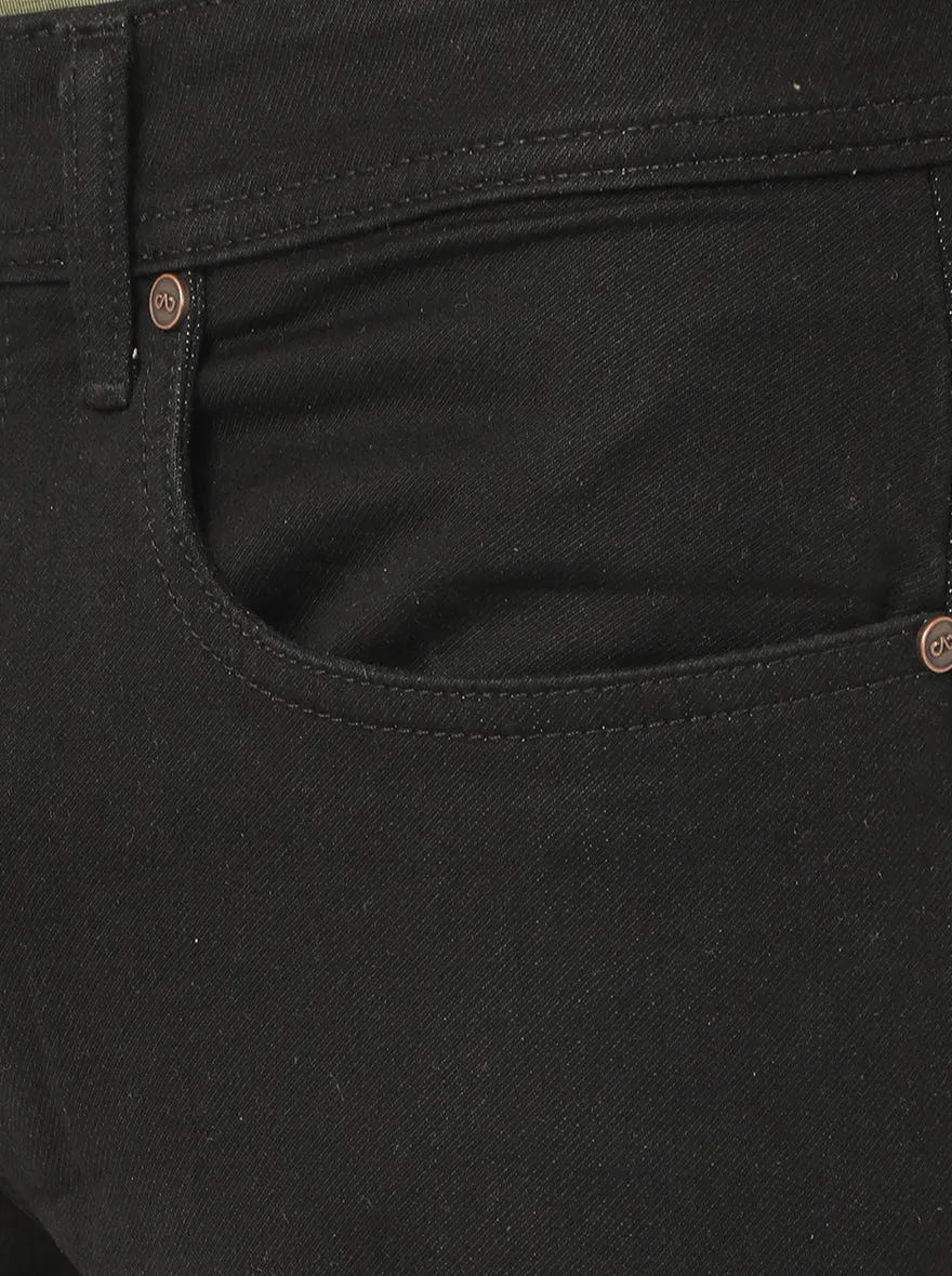 Jet Black Solid Slim Fit Jeans | JadeBlue