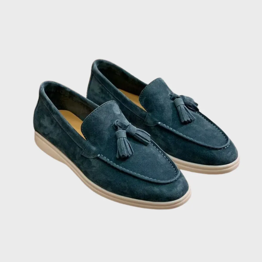 Laurence | Men's Suede Tassel Loafers - Slip-On Moccasin Style - Versatile Casual & Dress Shoe