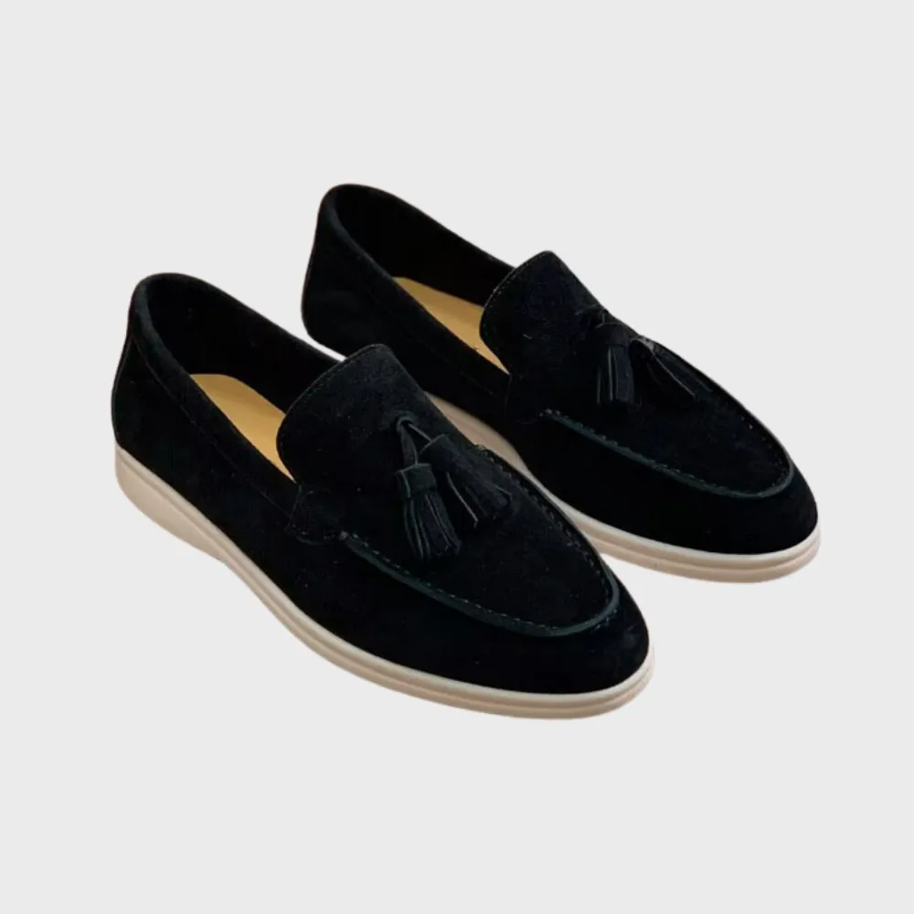 Laurence | Men's Suede Tassel Loafers - Slip-On Moccasin Style - Versatile Casual & Dress Shoe