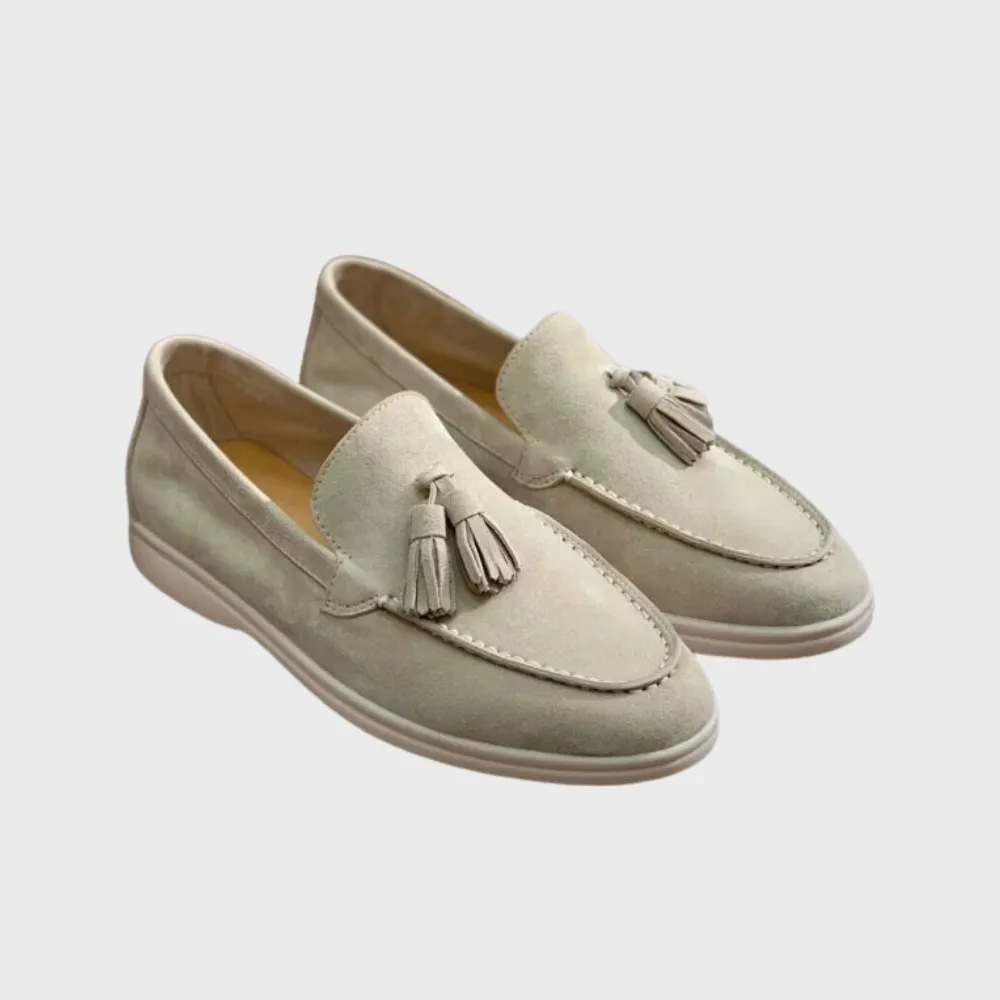 Laurence | Men's Suede Tassel Loafers - Slip-On Moccasin Style - Versatile Casual & Dress Shoe