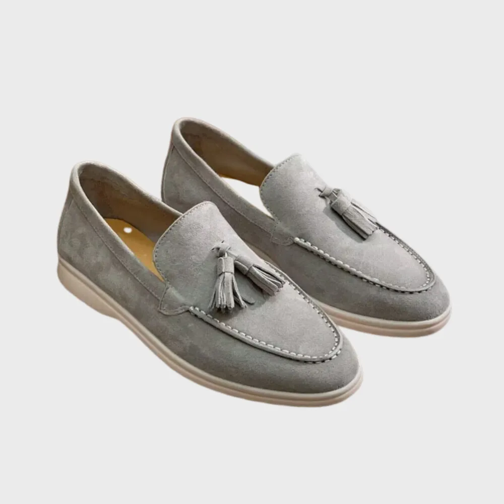 Laurence | Men's Suede Tassel Loafers - Slip-On Moccasin Style - Versatile Casual & Dress Shoe