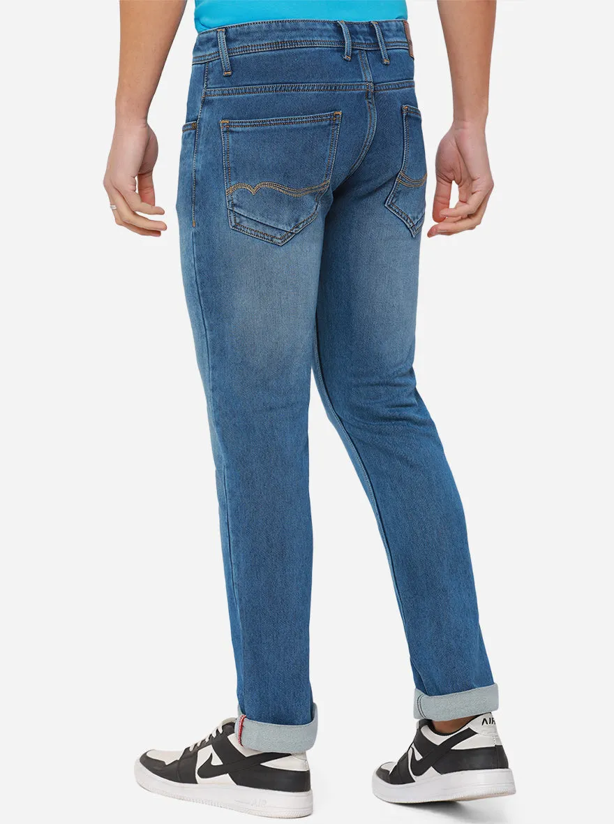 Light Blue Washed Narrow Fit Jeans | Greenfibre