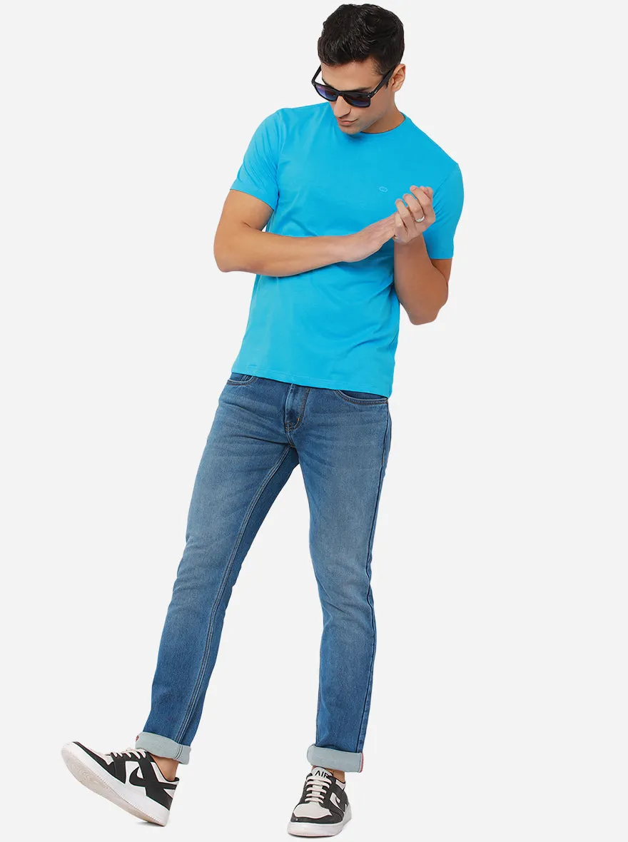 Light Blue Washed Narrow Fit Jeans | Greenfibre