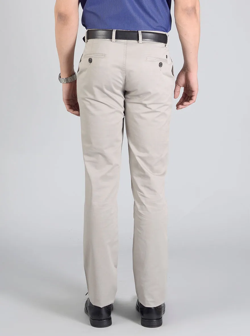 Light Grey Self Textured Slim Fit Casual Trouser | JadeBlue