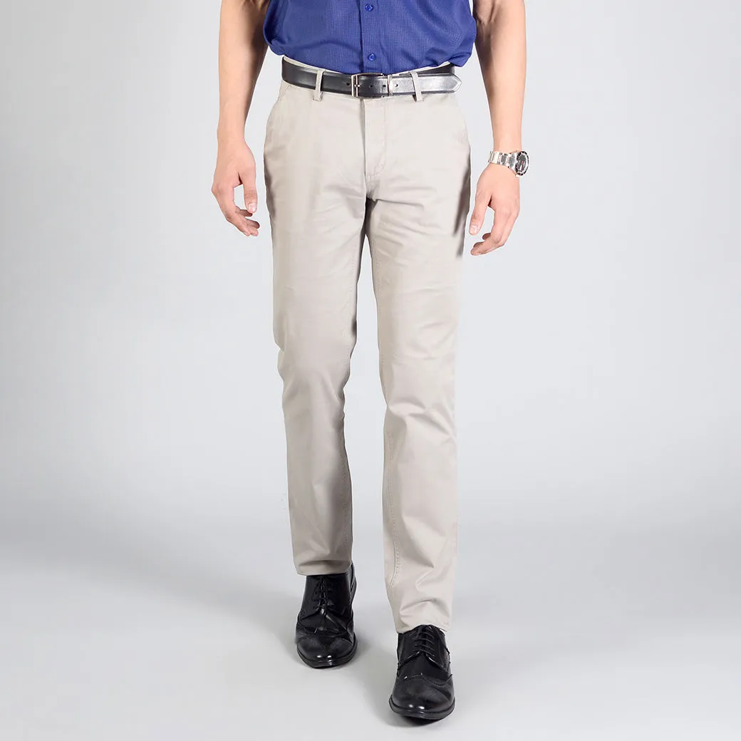 Light Grey Self Textured Slim Fit Casual Trouser | JadeBlue