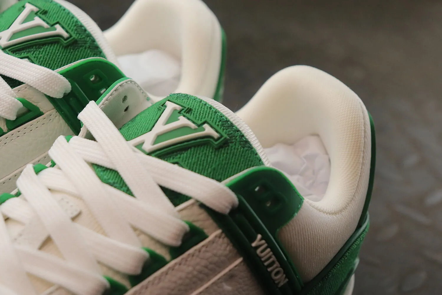 Louis Vuitton Trainer Monogram Green White Sneakers