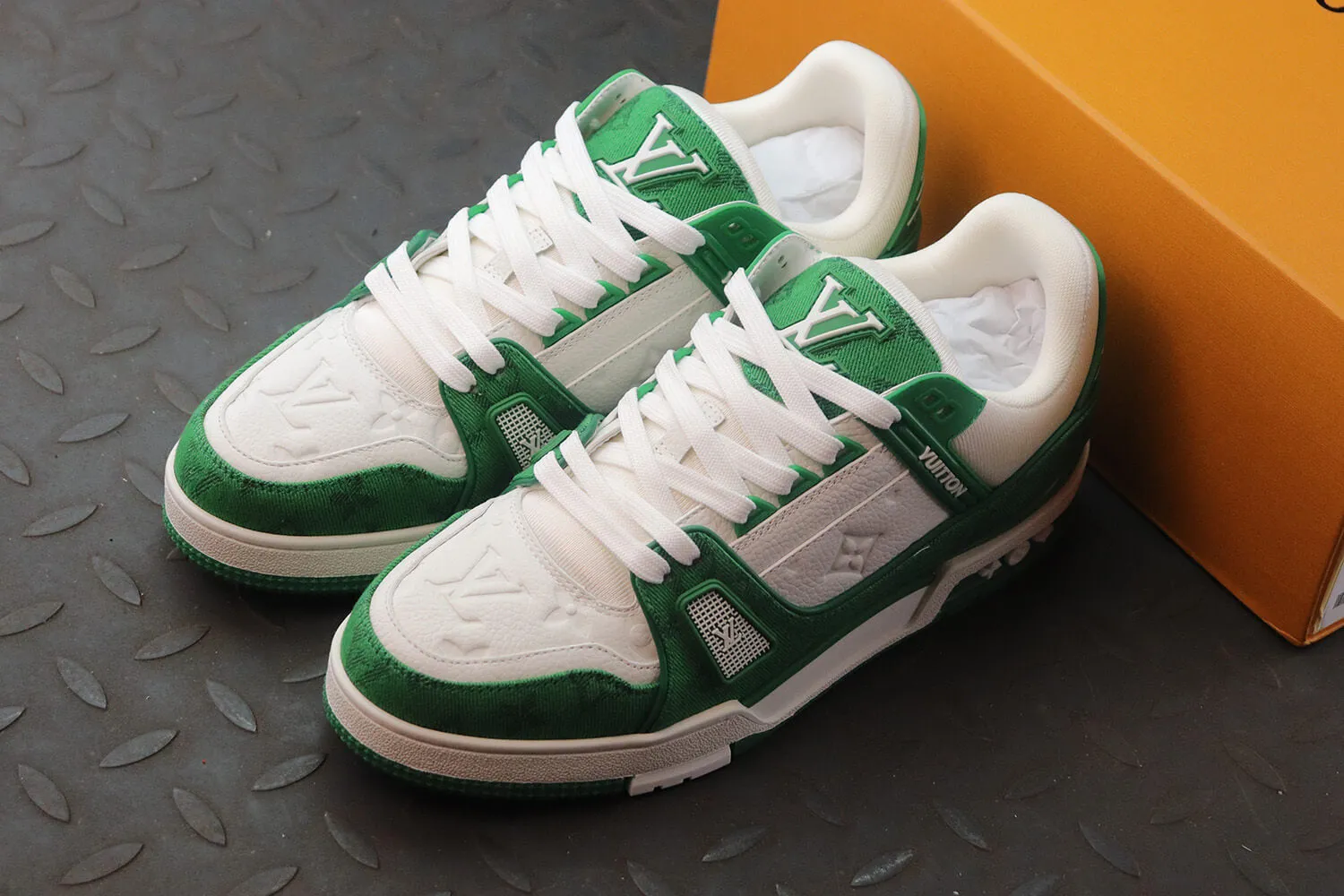 Louis Vuitton Trainer Monogram Green White Sneakers