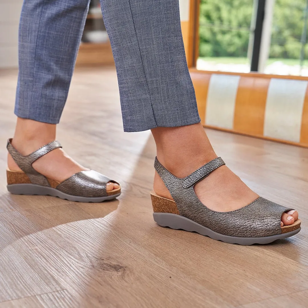 Marcy | Metallic Leather | Pewter
