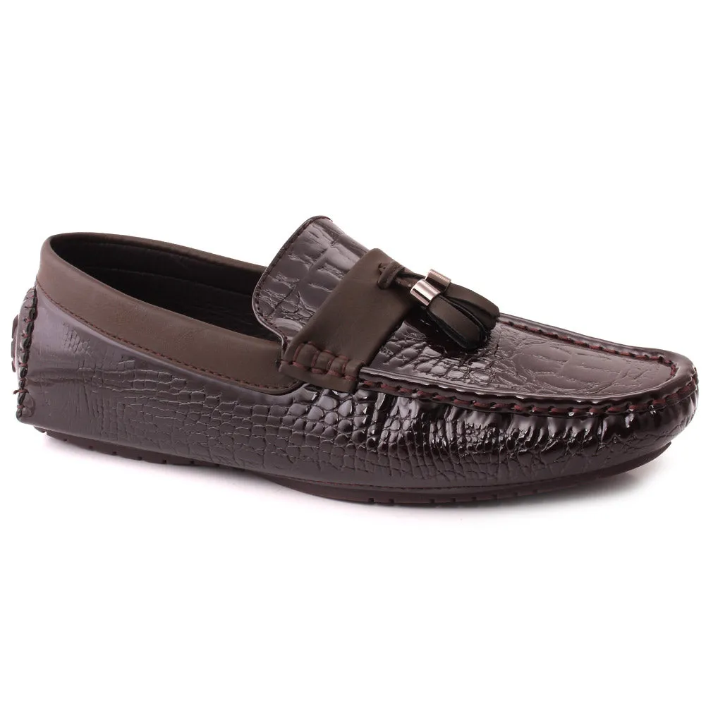 Men “COLBY” Tassel Slip On Textured Moc Toe Casual Moccasin Loafer Shoes