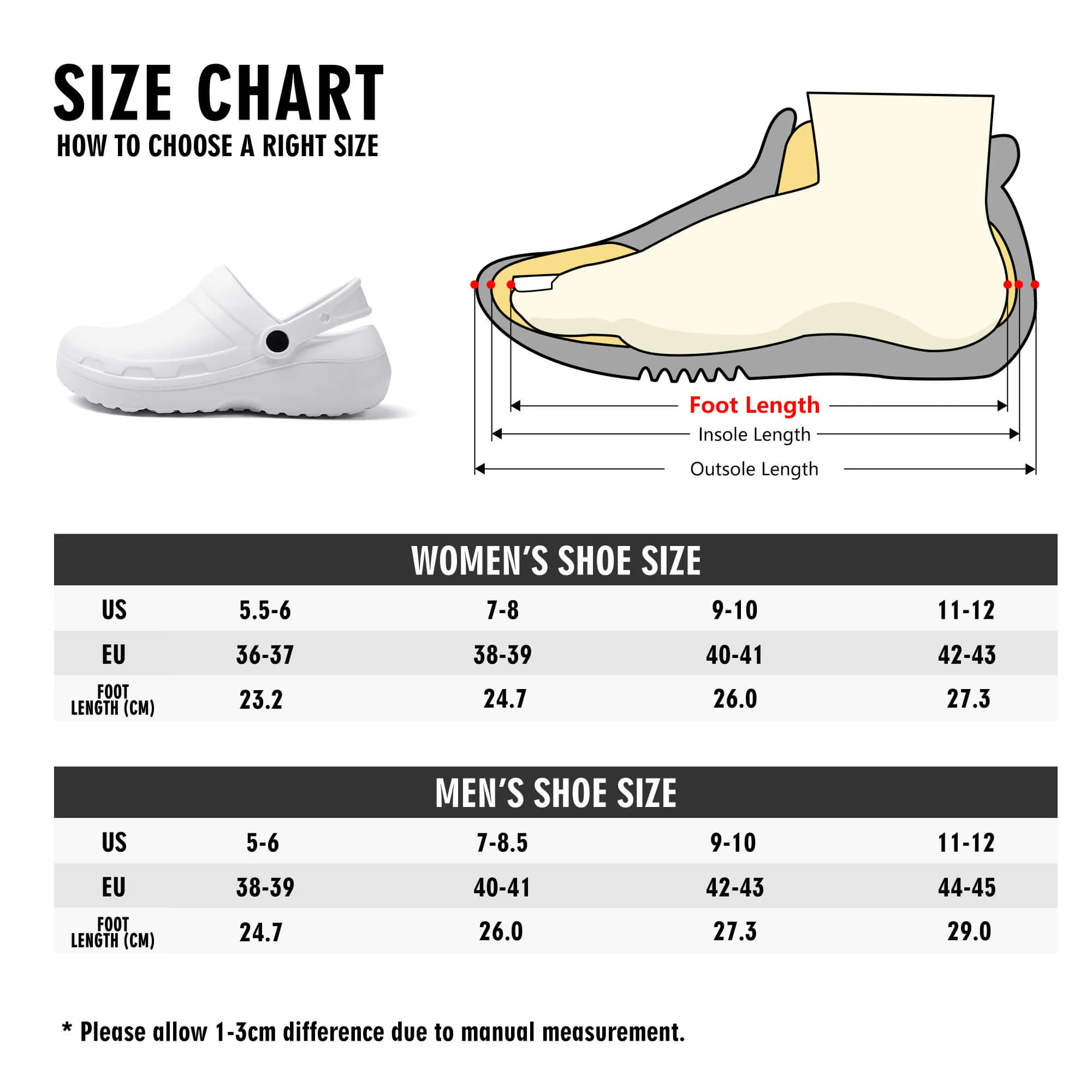Mens Lightweight Nursing Slip On Clogs