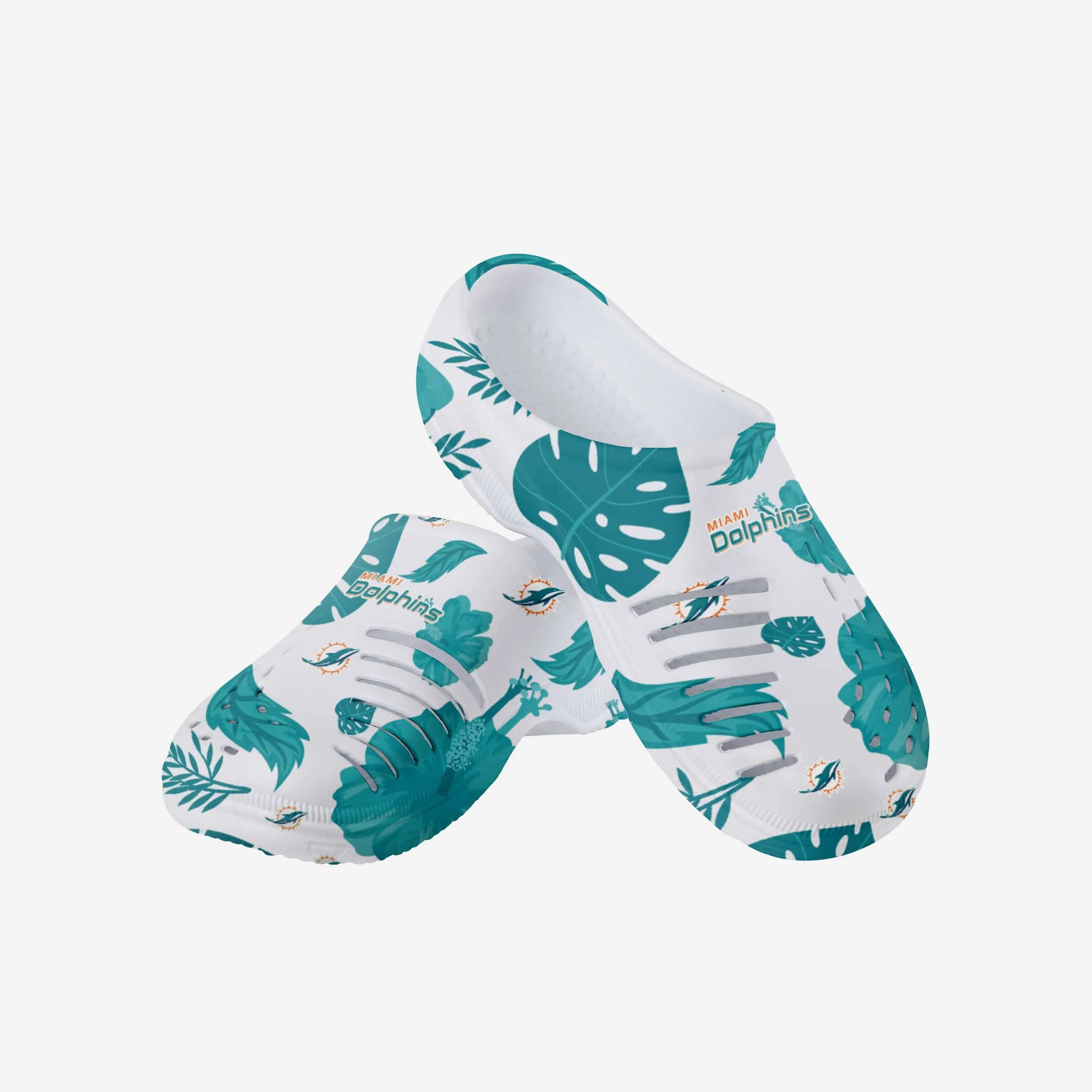 Miami Dolphins Womens Floral White Clog