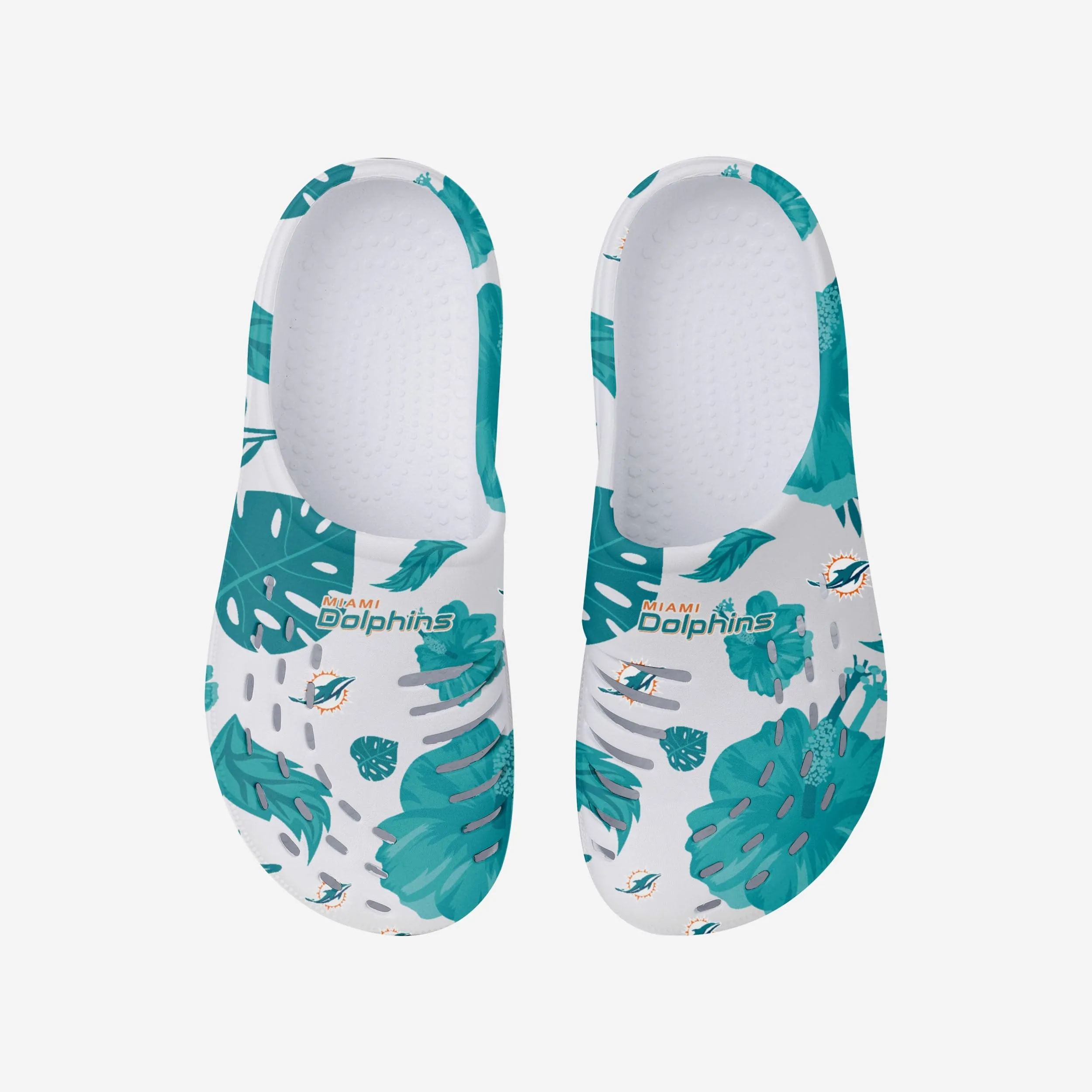 Miami Dolphins Womens Floral White Clog