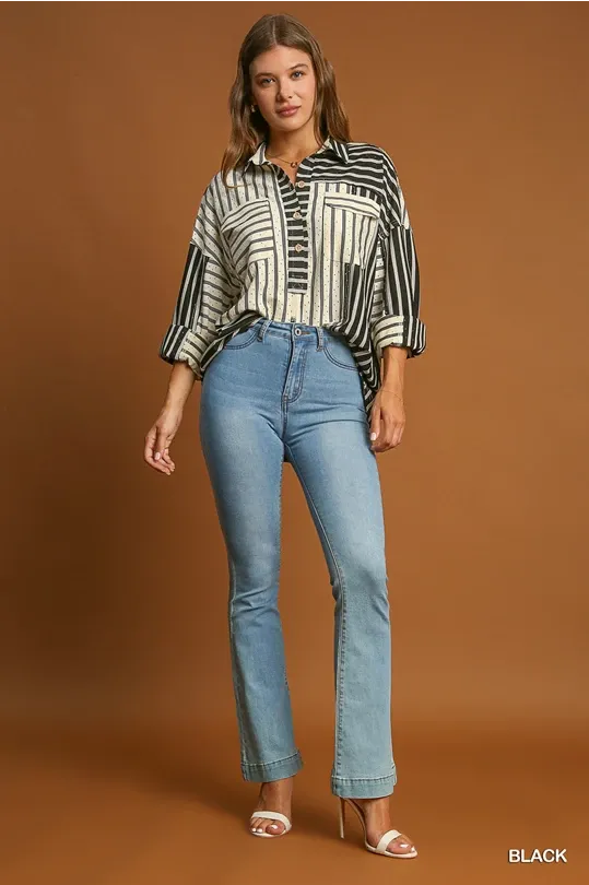 Modern Striped Button Up