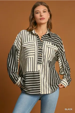 Modern Striped Button Up