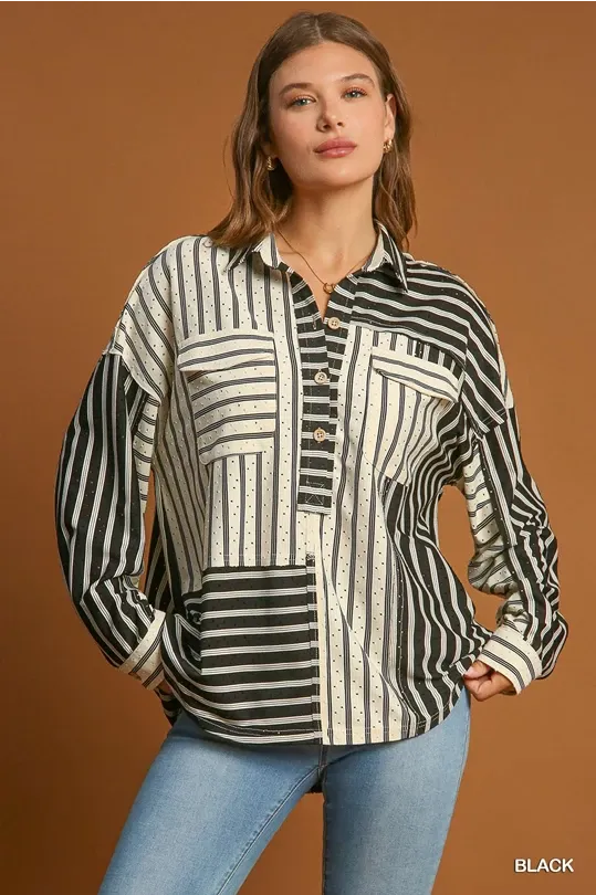 Modern Striped Button Up
