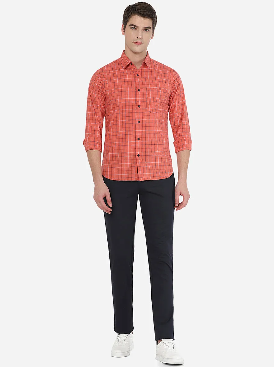 Navy Blue Solid Super Slim Fit Casual Trouser | Greenfibre