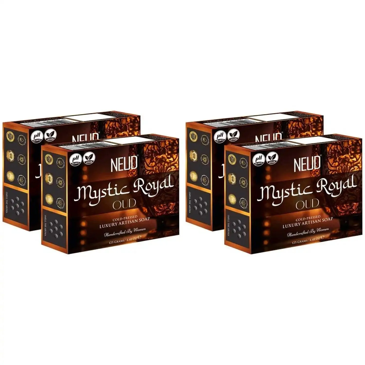 NEUD Mystic Royal Oud Luxury Artisan pH Balanced Cold-Pressed Handmade Soap 125g With Oudh and Gul Banafsha