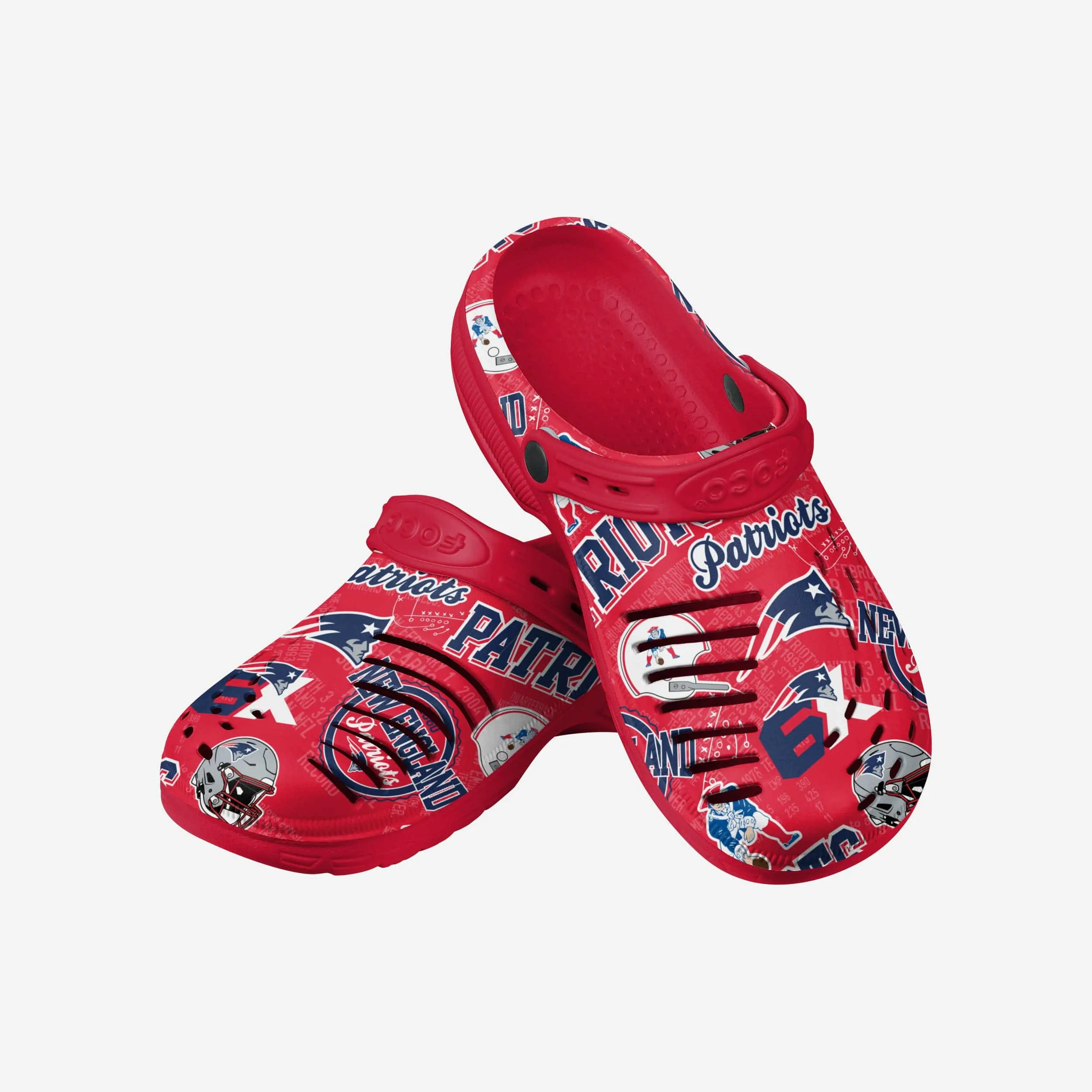 New England Patriots Historic Print Clog With Strap