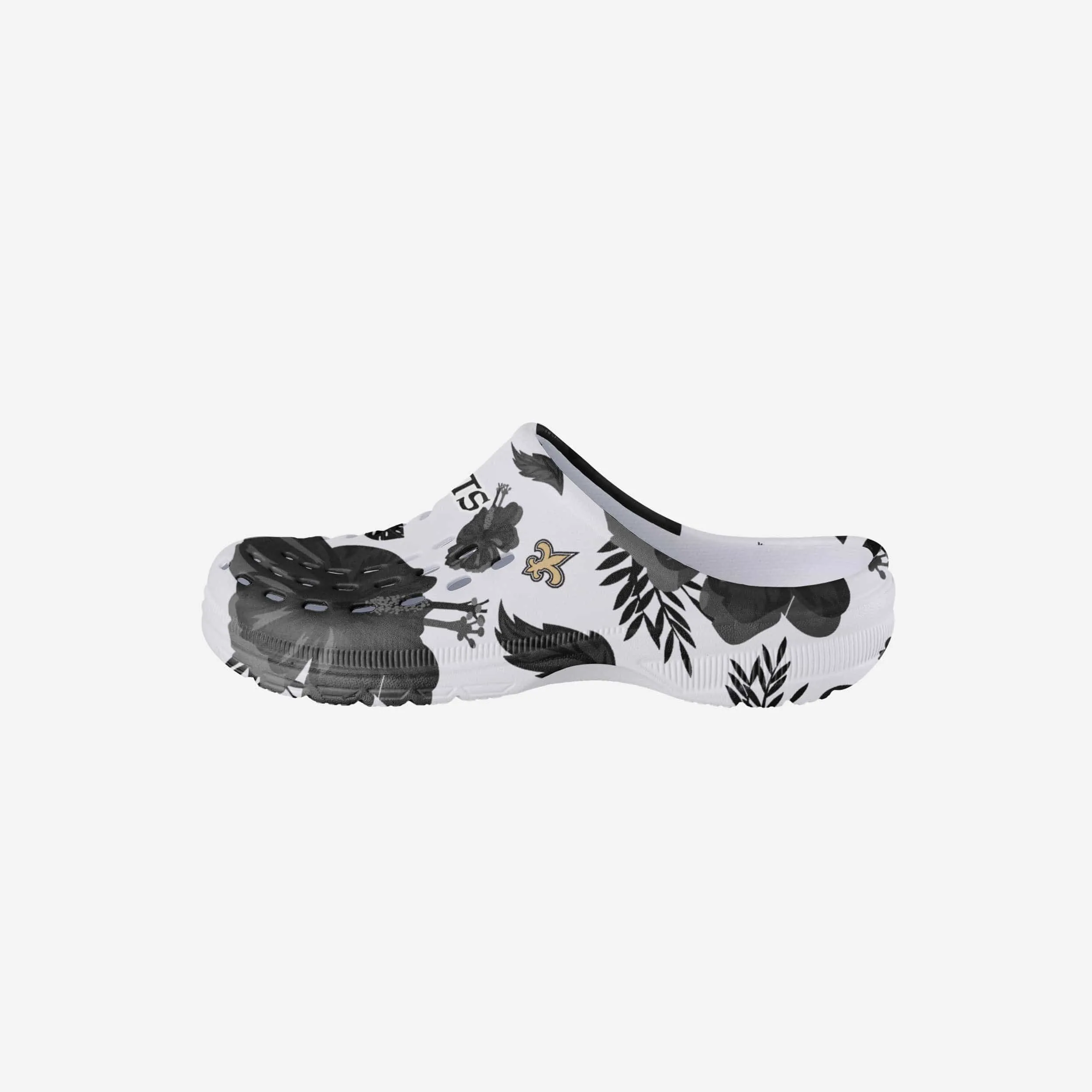 New Orleans Saints Womens Floral White Clog