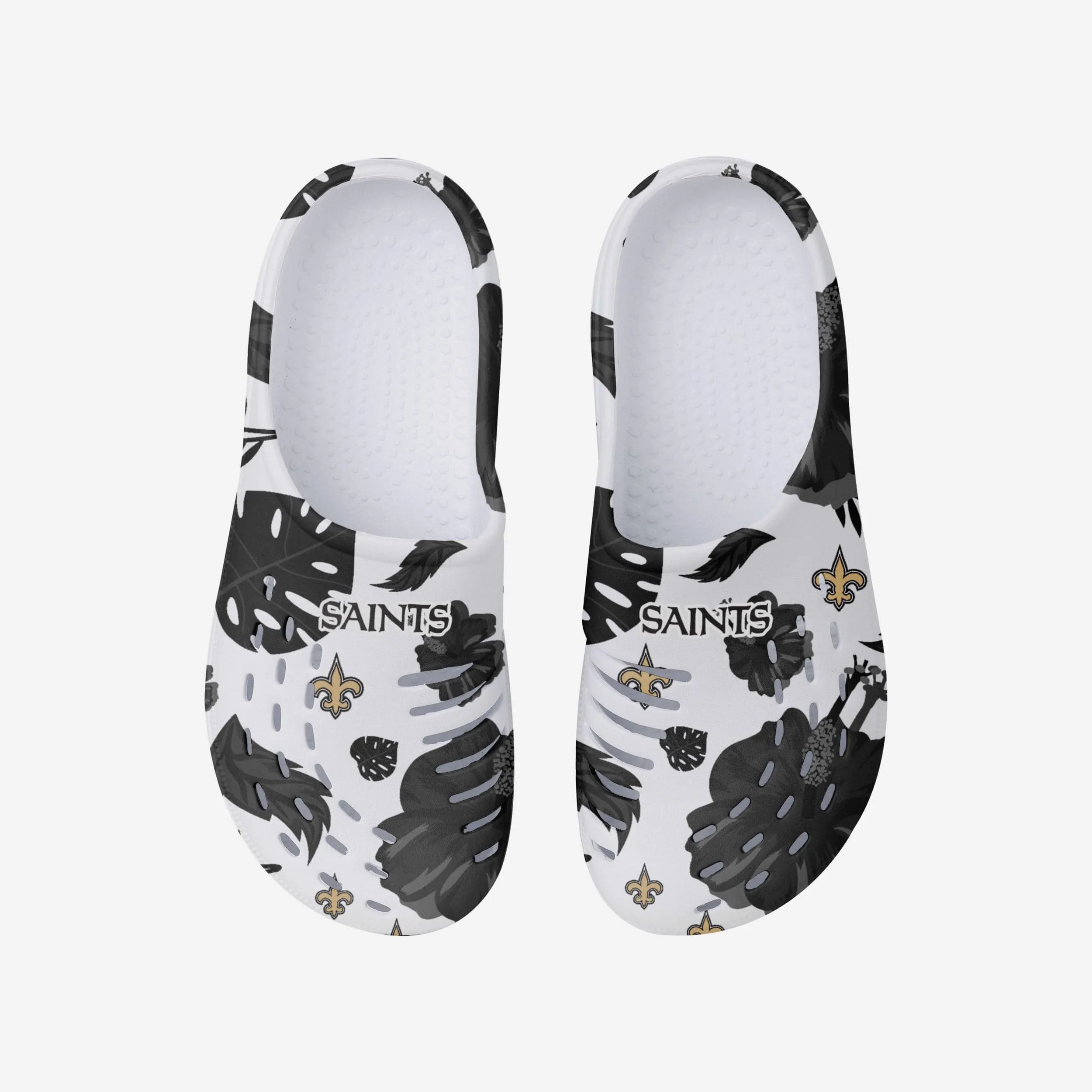 New Orleans Saints Womens Floral White Clog