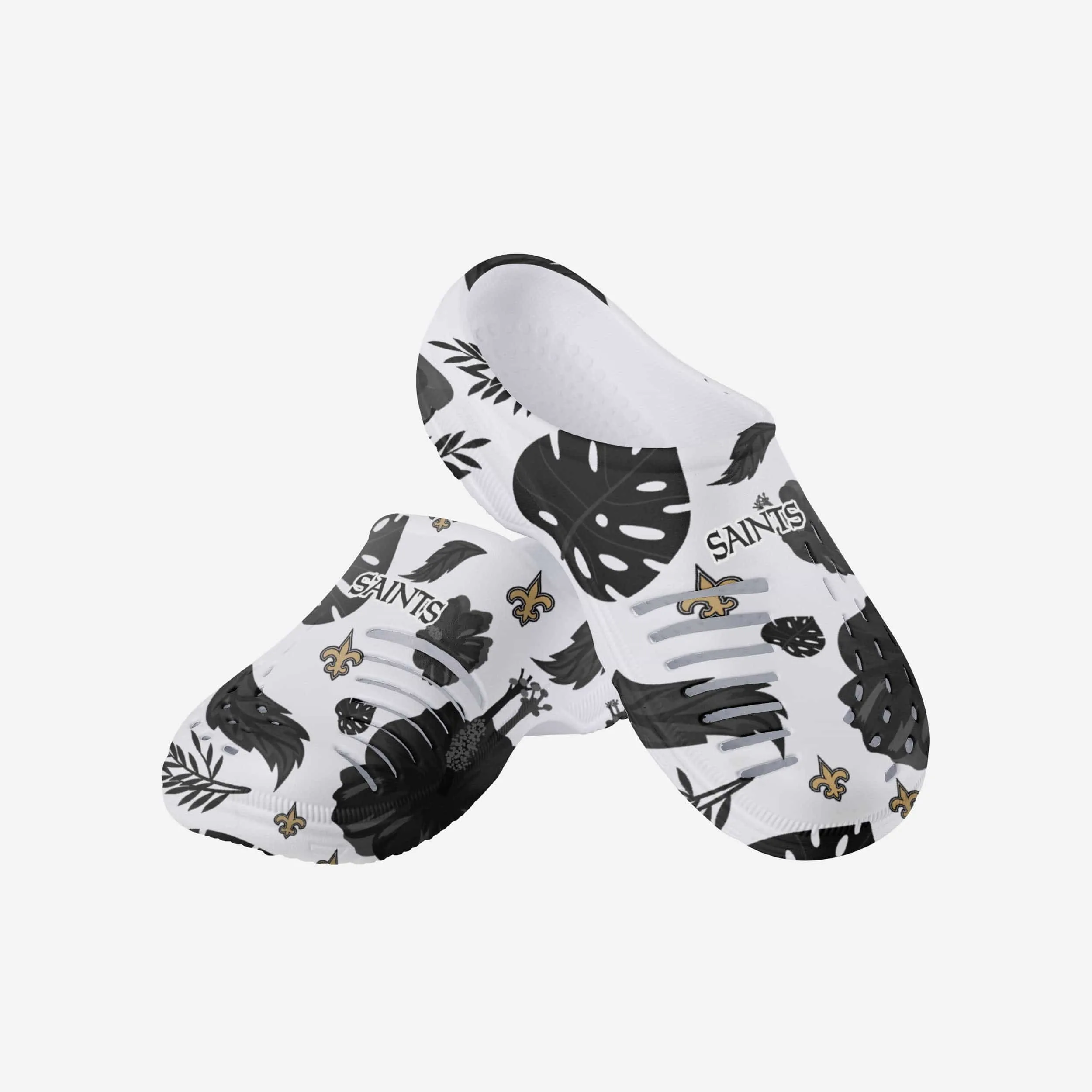 New Orleans Saints Womens Floral White Clog