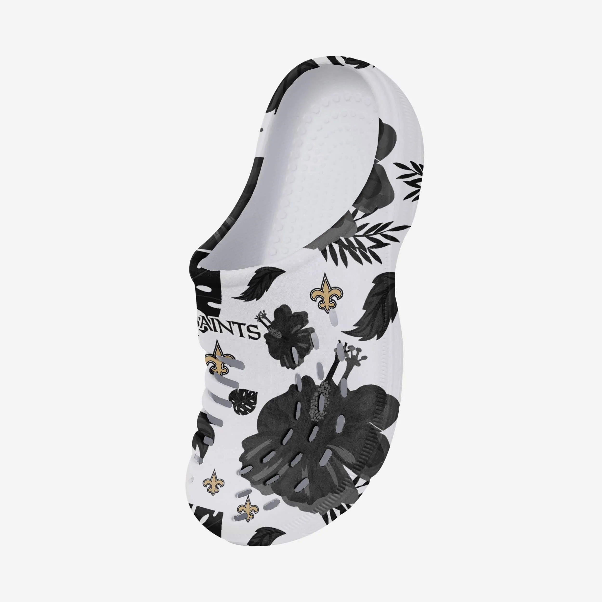 New Orleans Saints Womens Floral White Clog