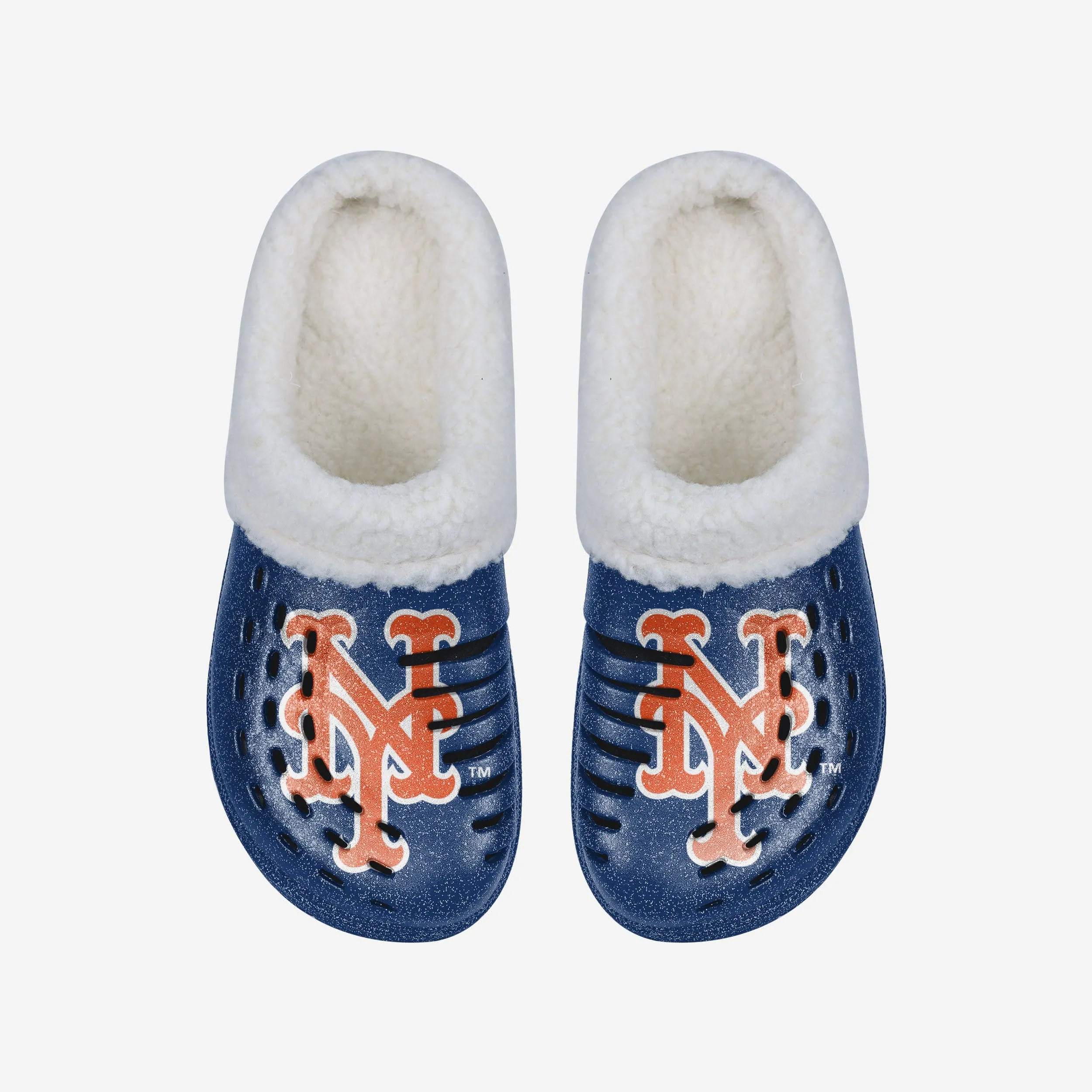 New York Mets Womens Sherpa Lined Glitter Clog