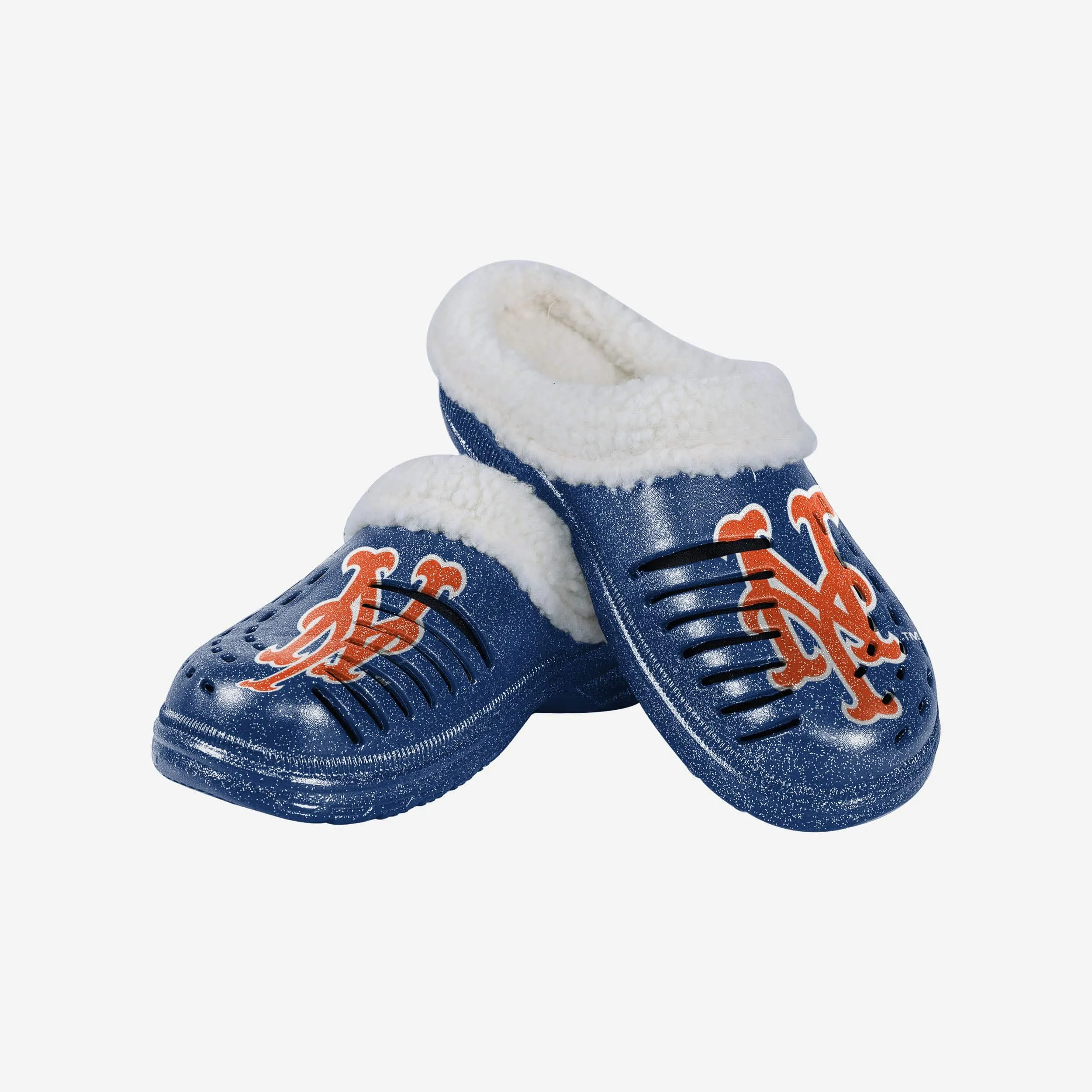 New York Mets Womens Sherpa Lined Glitter Clog