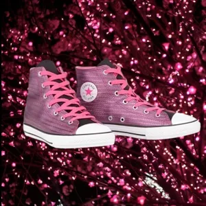 NIB Converse Pink Metallic Woven High Tops