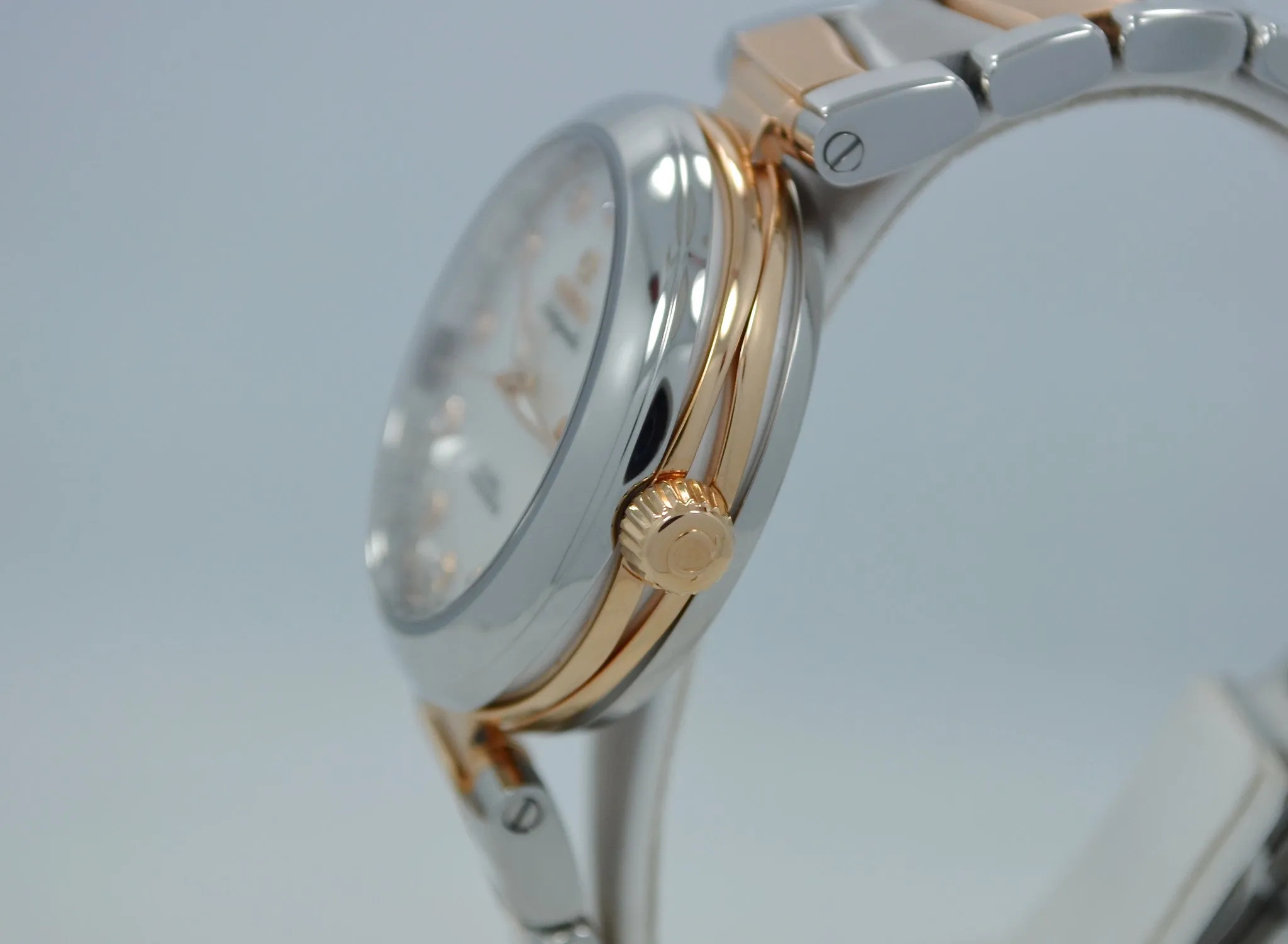 Omega Ladymatic DeVille 425.20.34.20.55.001 Steel Red Gold MOP Diamond Watch