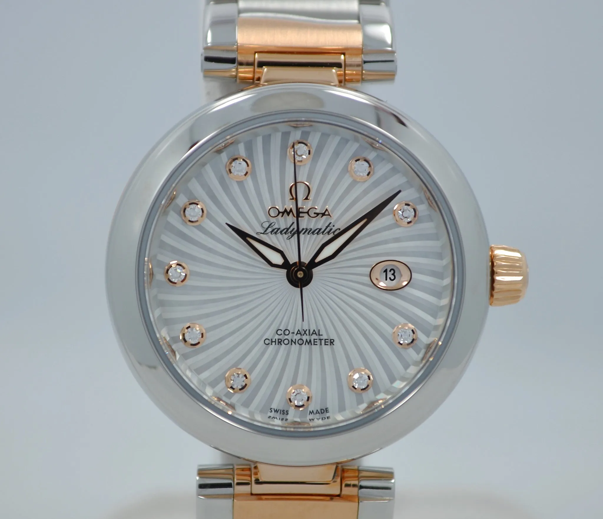 Omega Ladymatic DeVille 425.20.34.20.55.001 Steel Red Gold MOP Diamond Watch