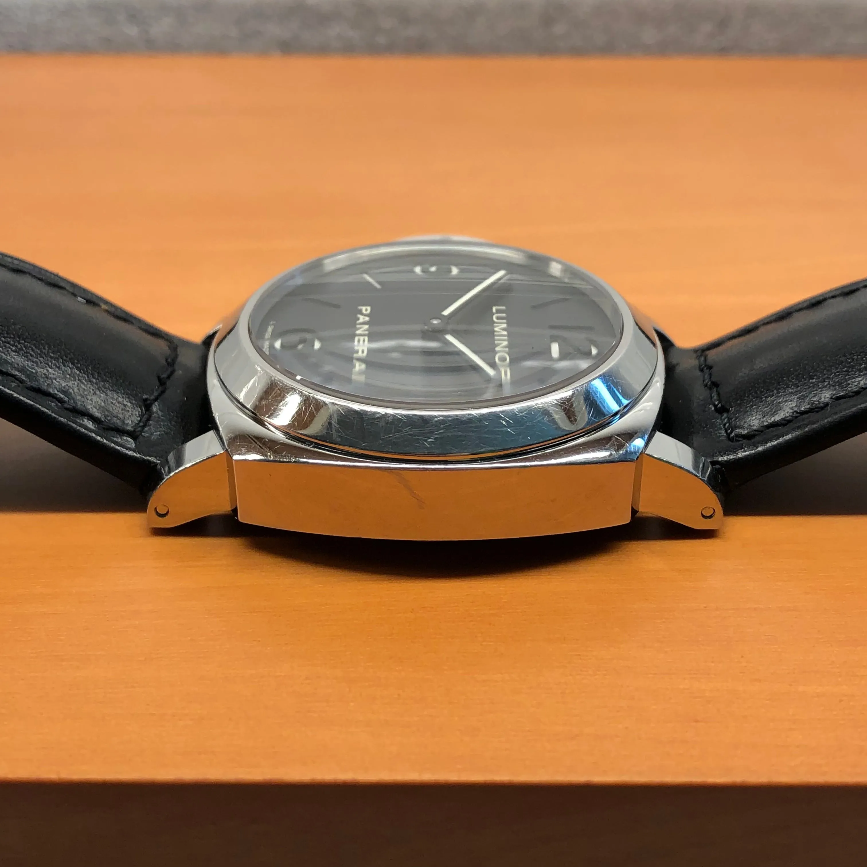 Panerai Luminor PAM 219 Base 44mm Steel Left Hand Sandwich Dial Manual Wind Wristwatch with Box and Papers