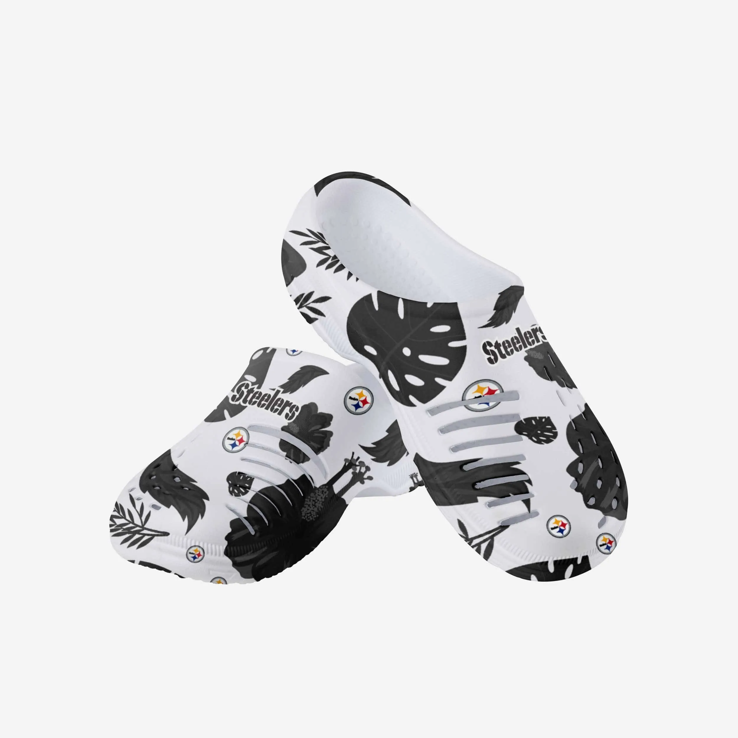 Pittsburgh Steelers Womens Floral White Clog