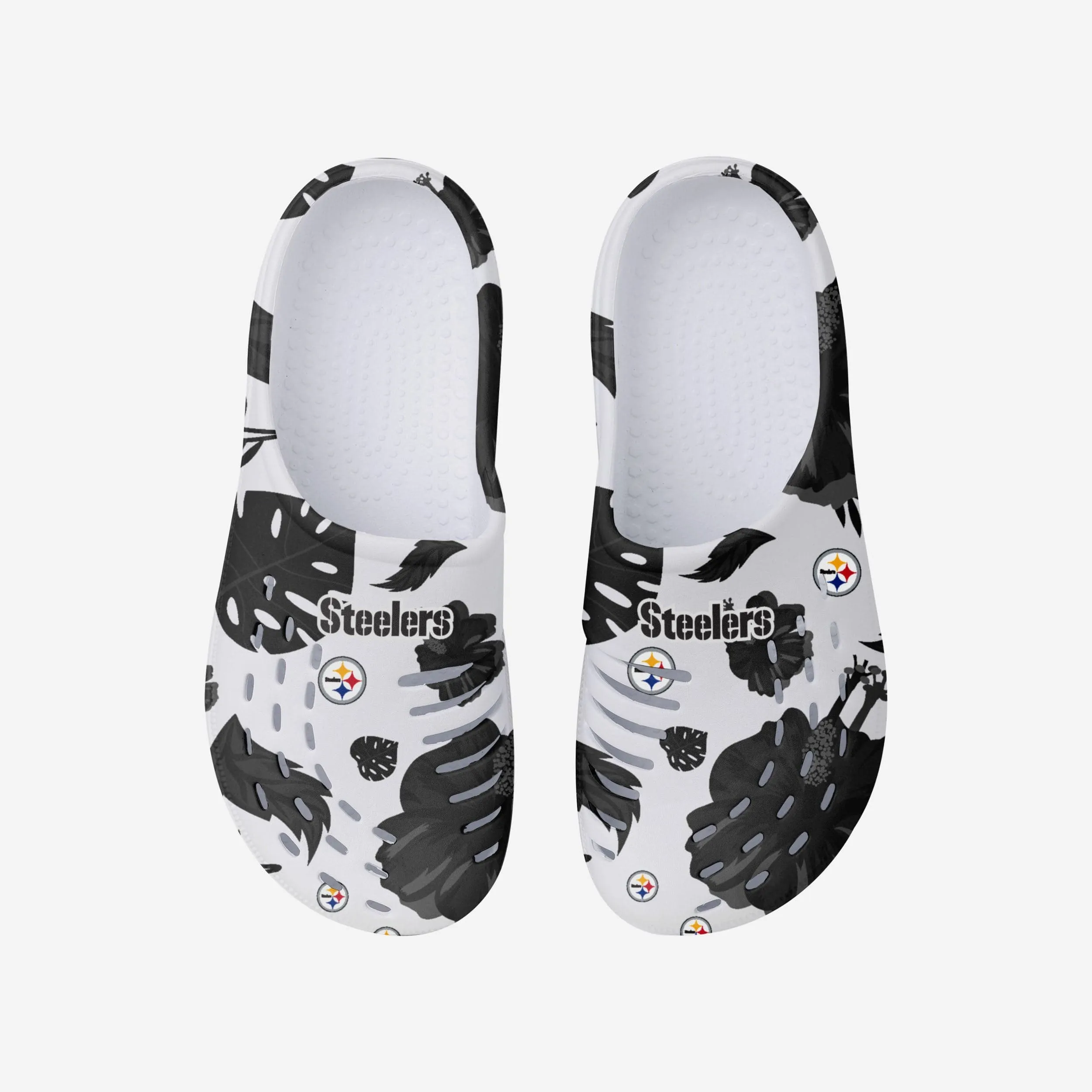 Pittsburgh Steelers Womens Floral White Clog