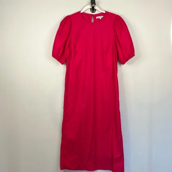 Reformation Rita pink puff sleeve midi dress