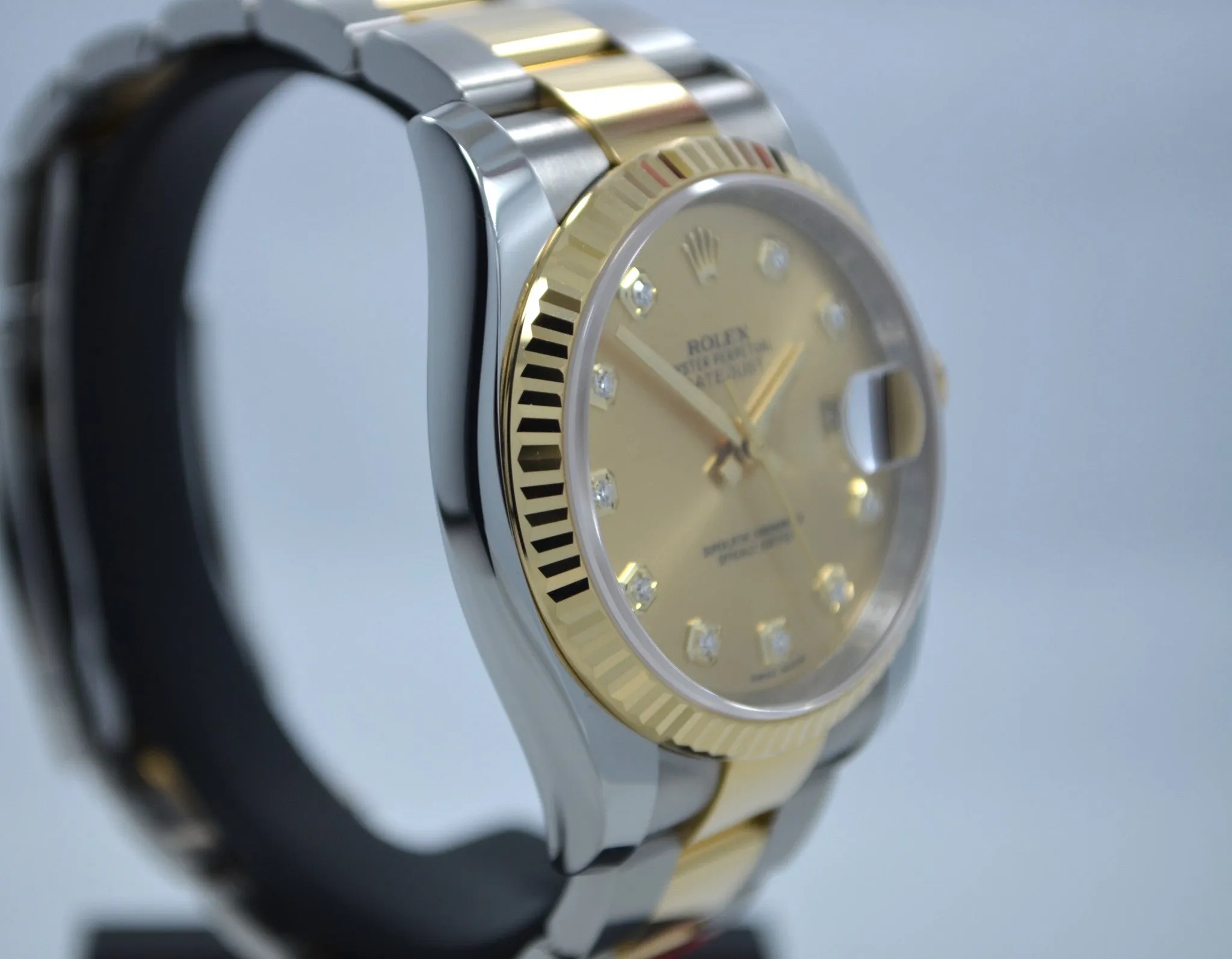 Rolex Datejust 116233 Champagne Diamond Oyster Two Tone Steel Gold Watch 2015