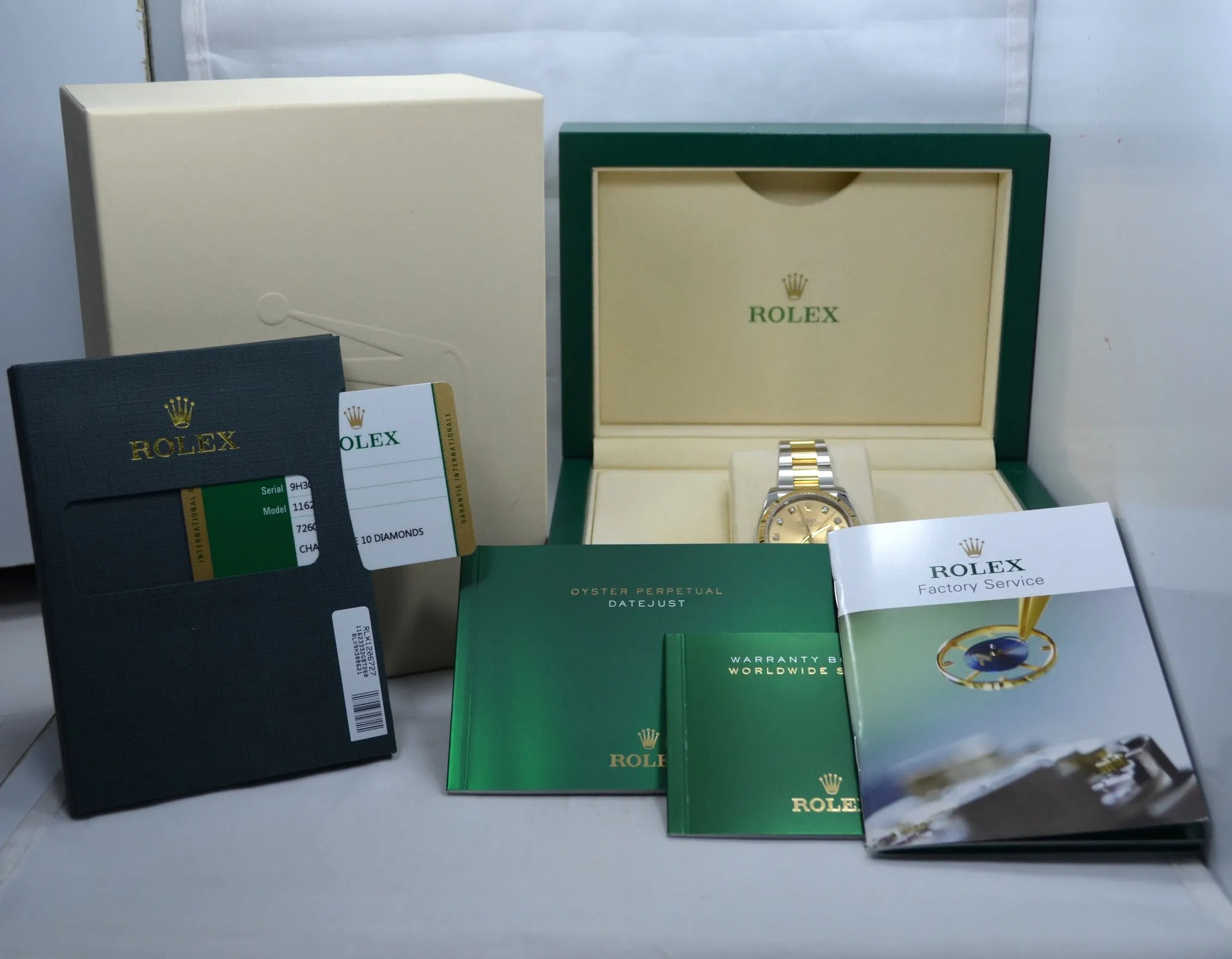 Rolex Datejust 116233 Champagne Diamond Oyster Two Tone Steel Gold Watch 2015