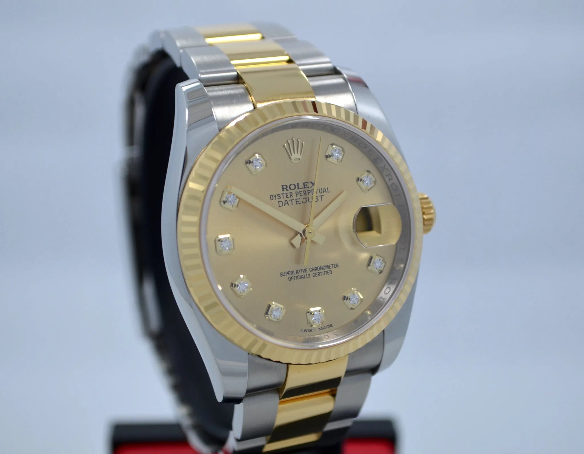 Rolex Datejust 116233 Champagne Diamond Oyster Two Tone Steel Gold Watch 2015